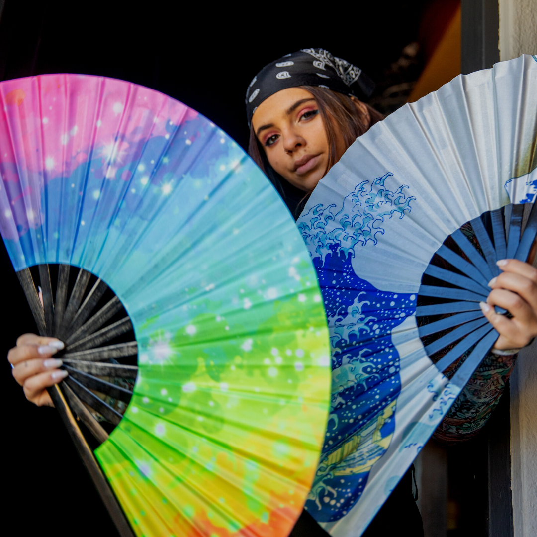 UV fans Electro Glow | South Africa's Best LED Festival Gear & Rave Clothes - festivals outfits, clothes festival, festival clothing south africa, festival ideas outfits, festival outfits rave, festival wear, steam punk goggle, rave glasses, outfit for a rave, kaleidoscope glasses, diffraction glasses, clothes for a rave, rave sunglasses, spectral glasses, rave goggles, clothes for a rave, rave clothing south africa, festival wear south africa, accessories festival, rave sunglasses